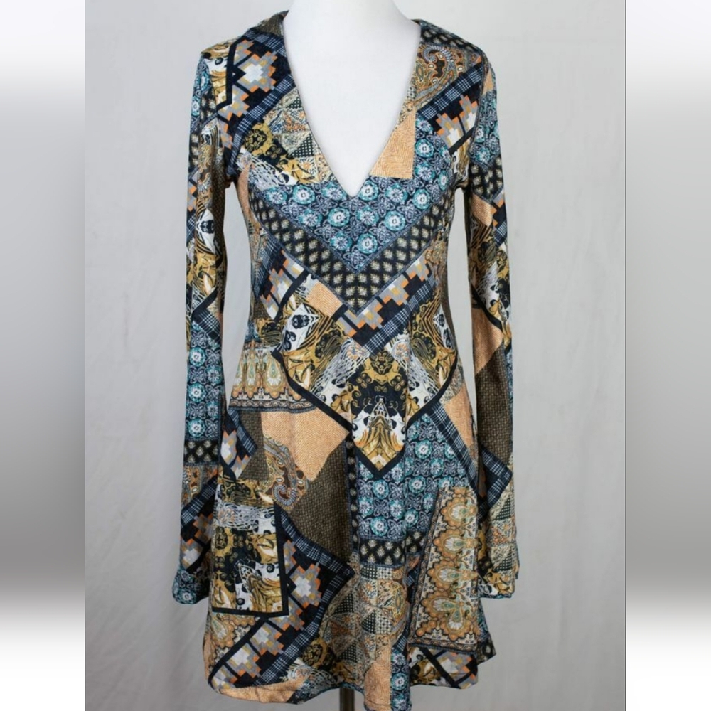 Zara Trafaluc Velvet Mini Dress Tunic S